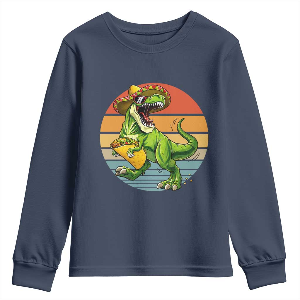 Vintage Dinosaur Taco Lover Youth Sweatshirt Cinco De Mayo Gift