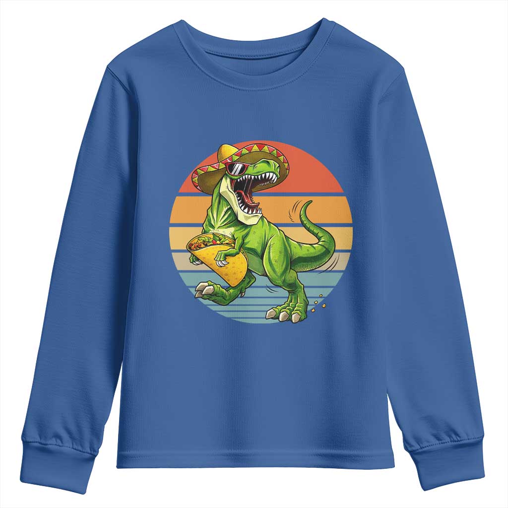 Vintage Dinosaur Taco Lover Youth Sweatshirt Cinco De Mayo Gift