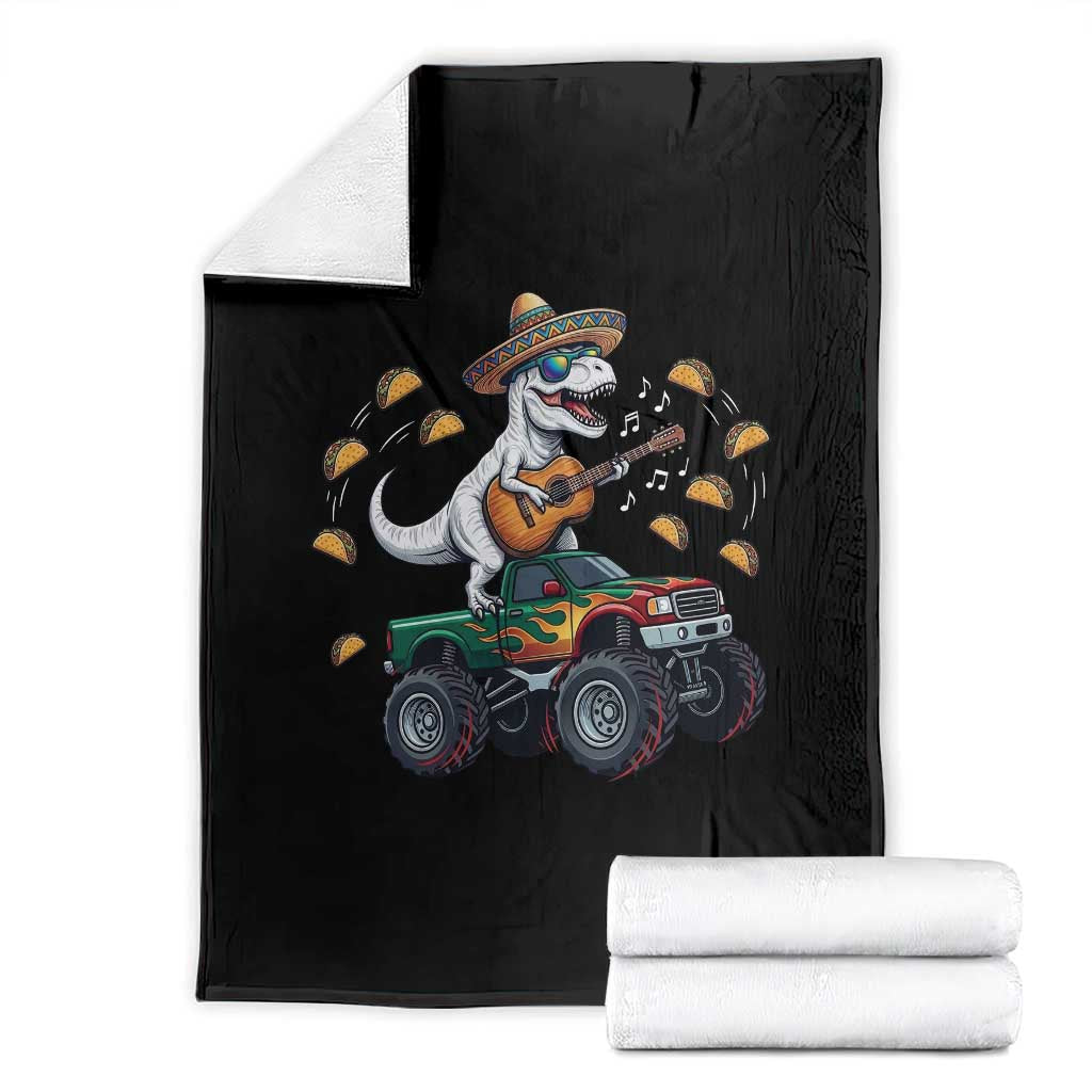 Funny Cinco De Mayo Dinosaur Monster Truck Throw Blanket Taco Lover Gift