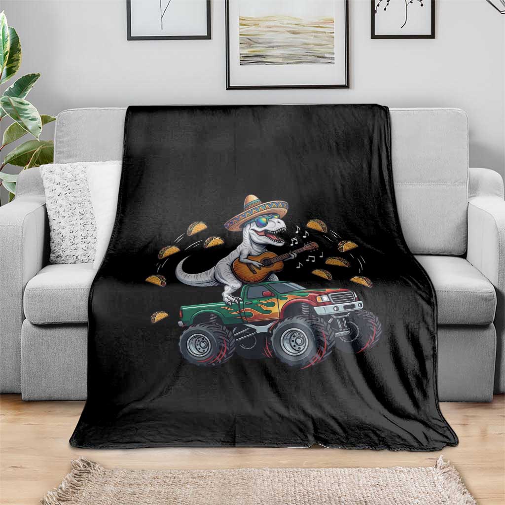 Funny Cinco De Mayo Dinosaur Monster Truck Throw Blanket Taco Lover Gift
