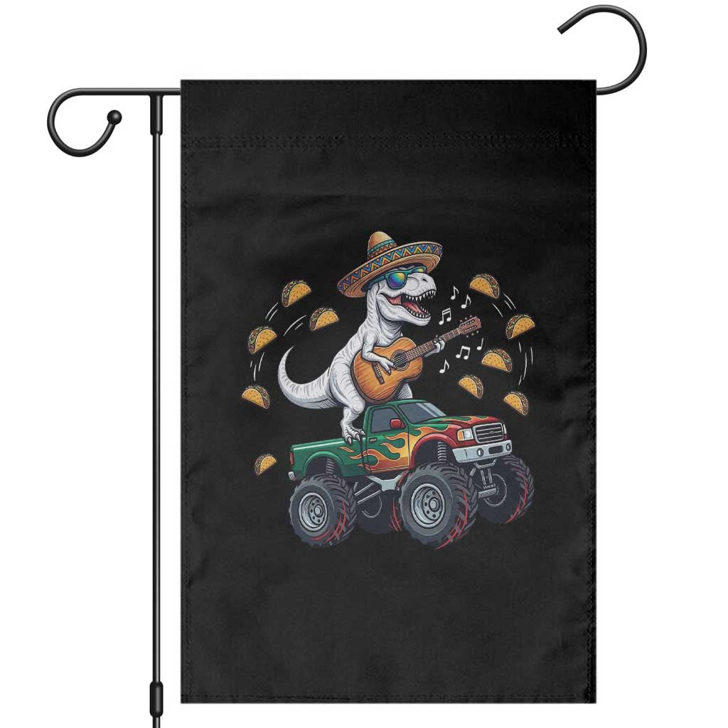 Funny Cinco De Mayo Dinosaur Monster Truck Garden Flag Taco Lover Gift