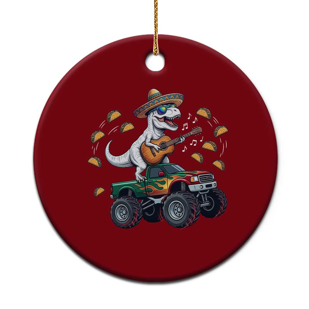 Funny Cinco De Mayo Dinosaur Monster Truck Ceramic Ornament Taco Lover Gift