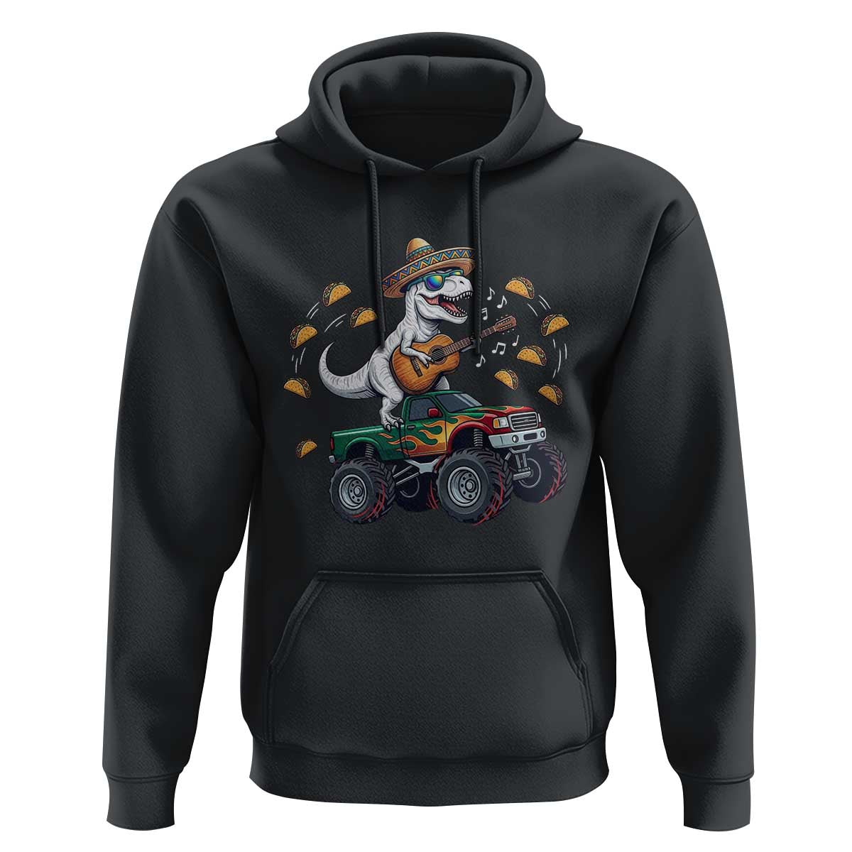 Funny Cinco De Mayo Dinosaur Monster Truck Hoodie Taco Lover Gift