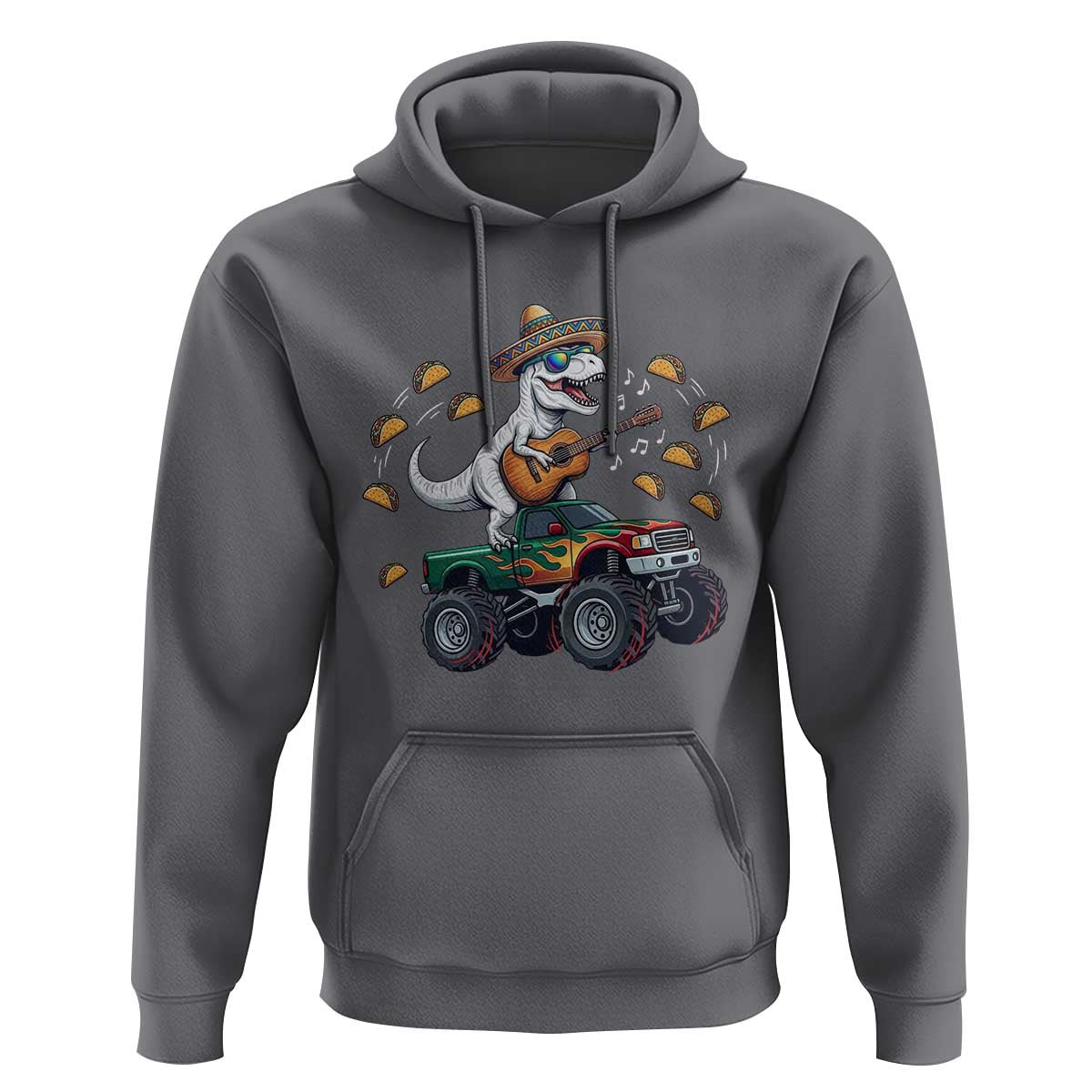Funny Cinco De Mayo Dinosaur Monster Truck Hoodie Taco Lover Gift