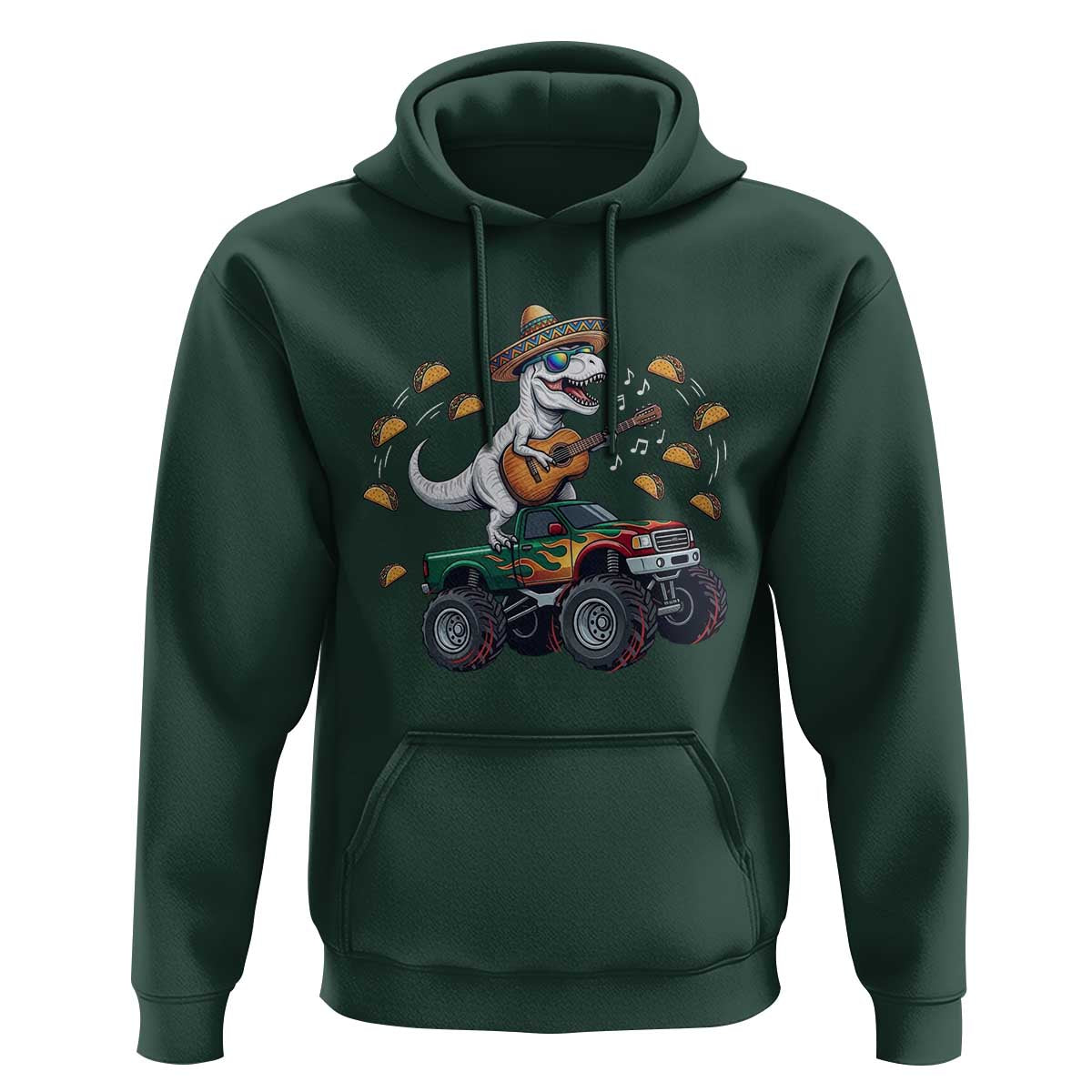 Funny Cinco De Mayo Dinosaur Monster Truck Hoodie Taco Lover Gift