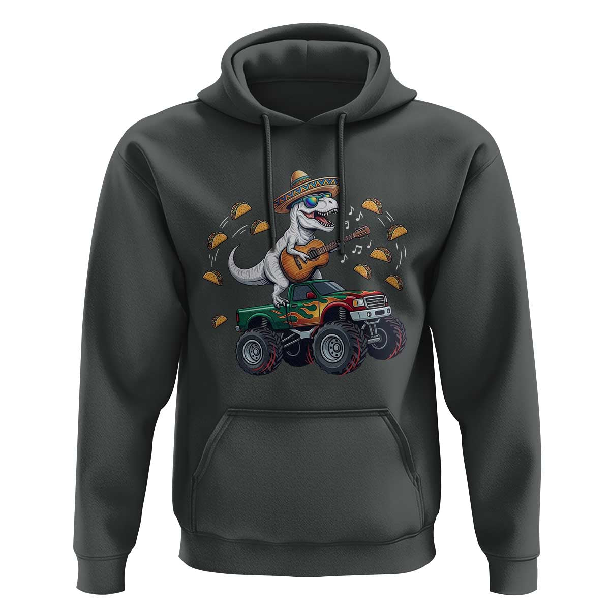 Funny Cinco De Mayo Dinosaur Monster Truck Hoodie Taco Lover Gift
