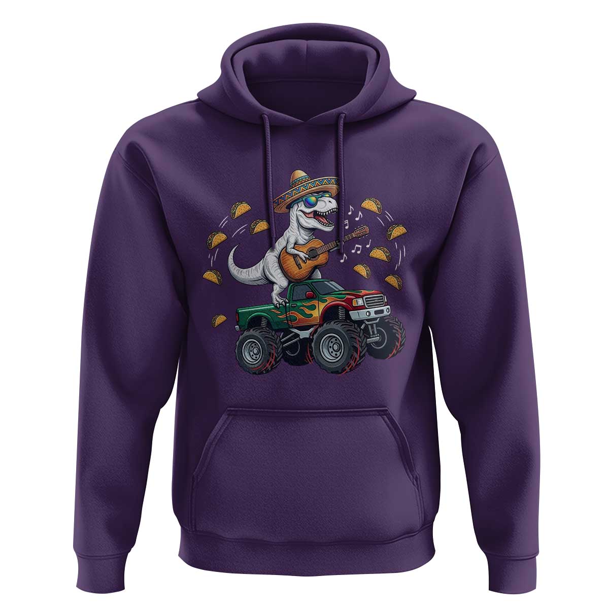 Funny Cinco De Mayo Dinosaur Monster Truck Hoodie Taco Lover Gift