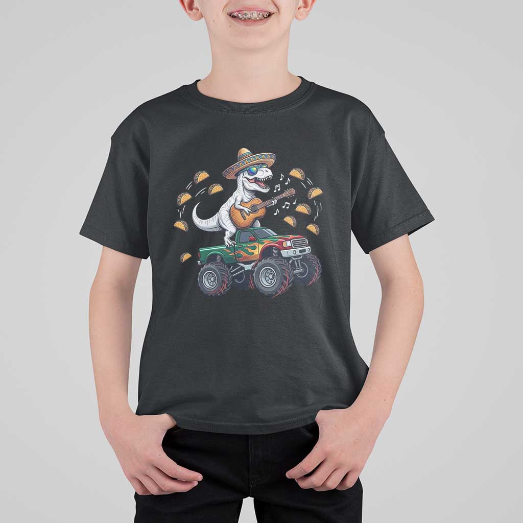 Funny Cinco De Mayo Dinosaur Monster Truck T Shirt For Kid Taco Lover Gift