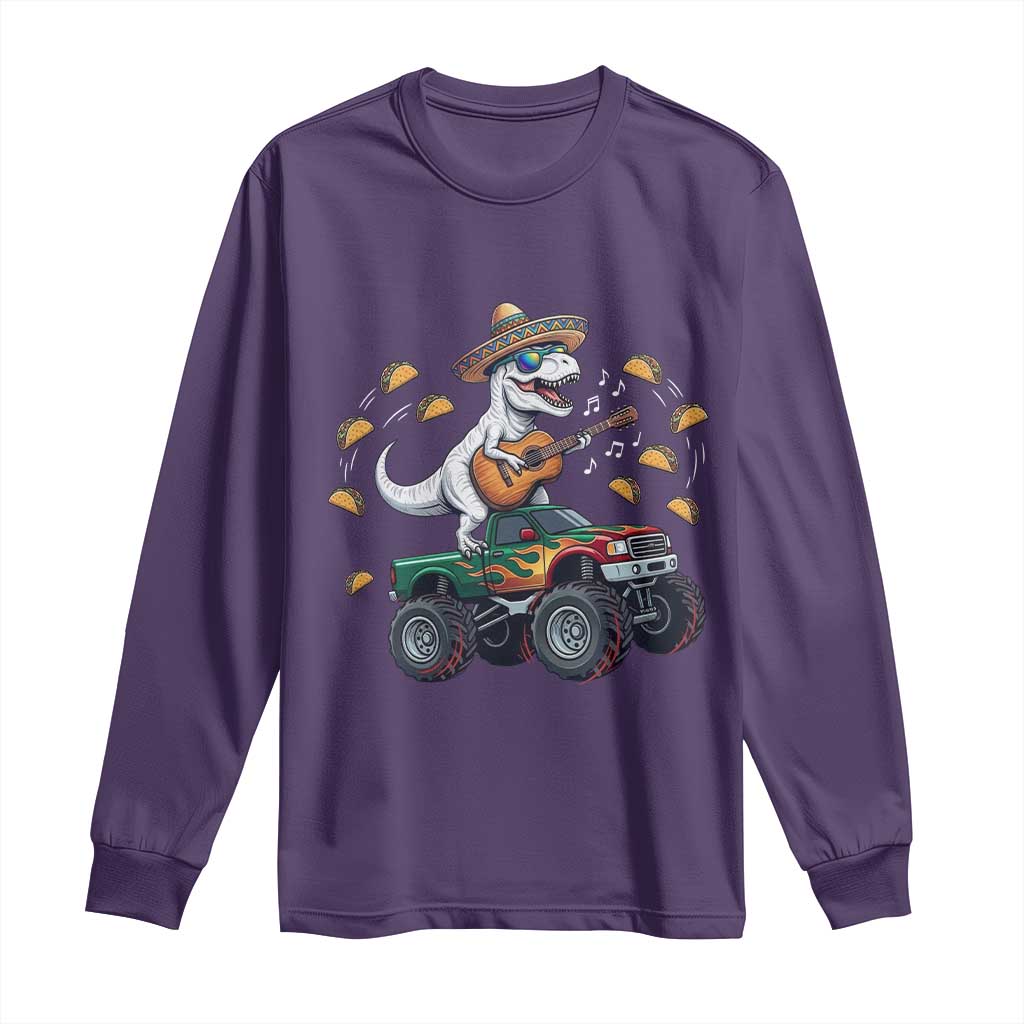 Funny Cinco De Mayo Dinosaur Monster Truck Long Sleeve Shirt Taco Lover Gift