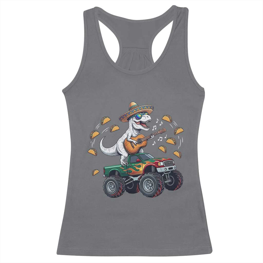 Funny Cinco De Mayo Dinosaur Monster Truck Racerback Tank Top Taco Lover Gift