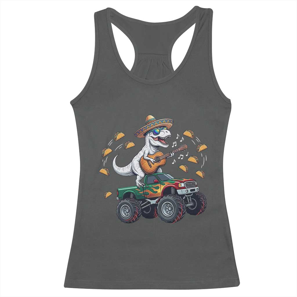 Funny Cinco De Mayo Dinosaur Monster Truck Racerback Tank Top Taco Lover Gift