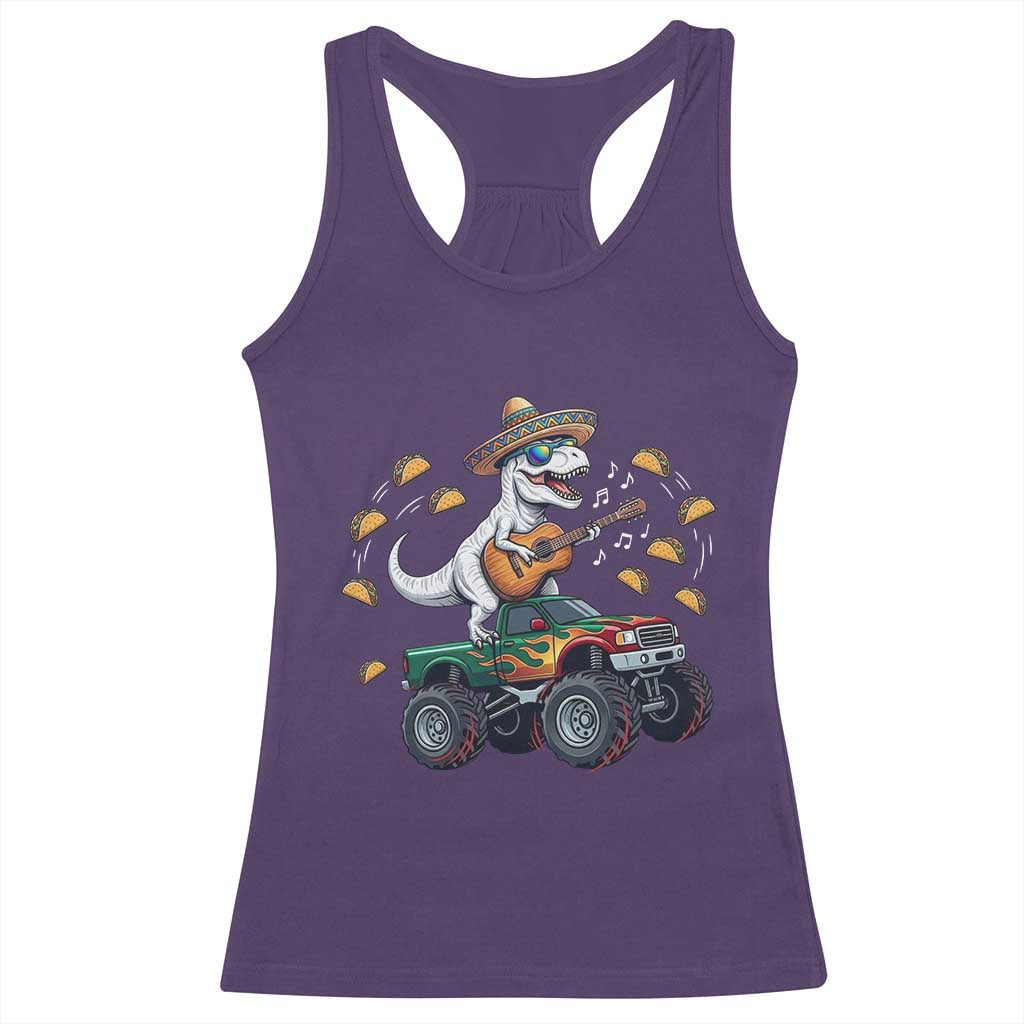 Funny Cinco De Mayo Dinosaur Monster Truck Racerback Tank Top Taco Lover Gift