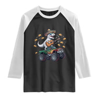 Funny Cinco De Mayo Dinosaur Monster Truck Raglan Shirt Taco Lover Gift