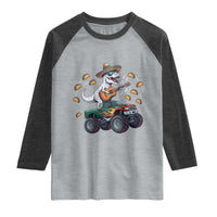 Funny Cinco De Mayo Dinosaur Monster Truck Raglan Shirt Taco Lover Gift
