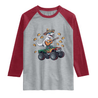 Funny Cinco De Mayo Dinosaur Monster Truck Raglan Shirt Taco Lover Gift