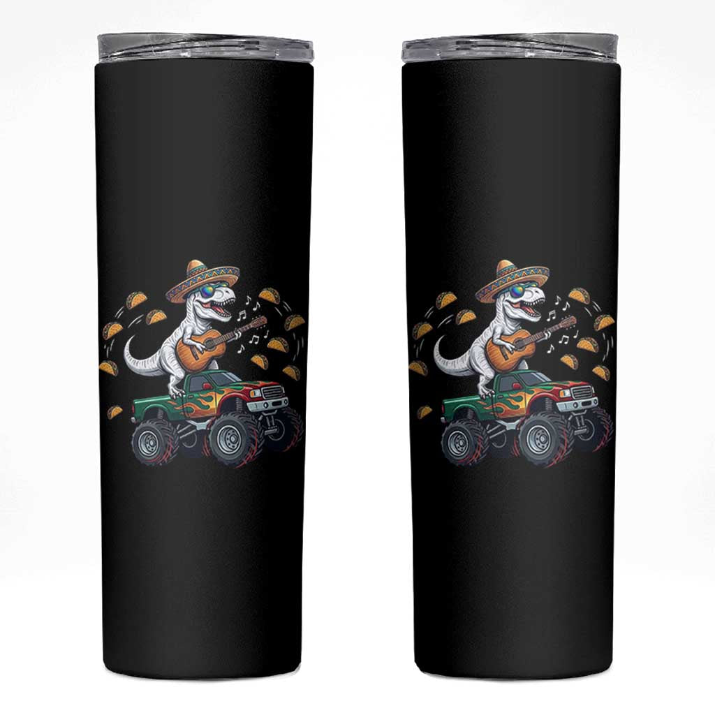 Funny Cinco De Mayo Dinosaur Monster Truck Skinny Tumbler Taco Lover Gift
