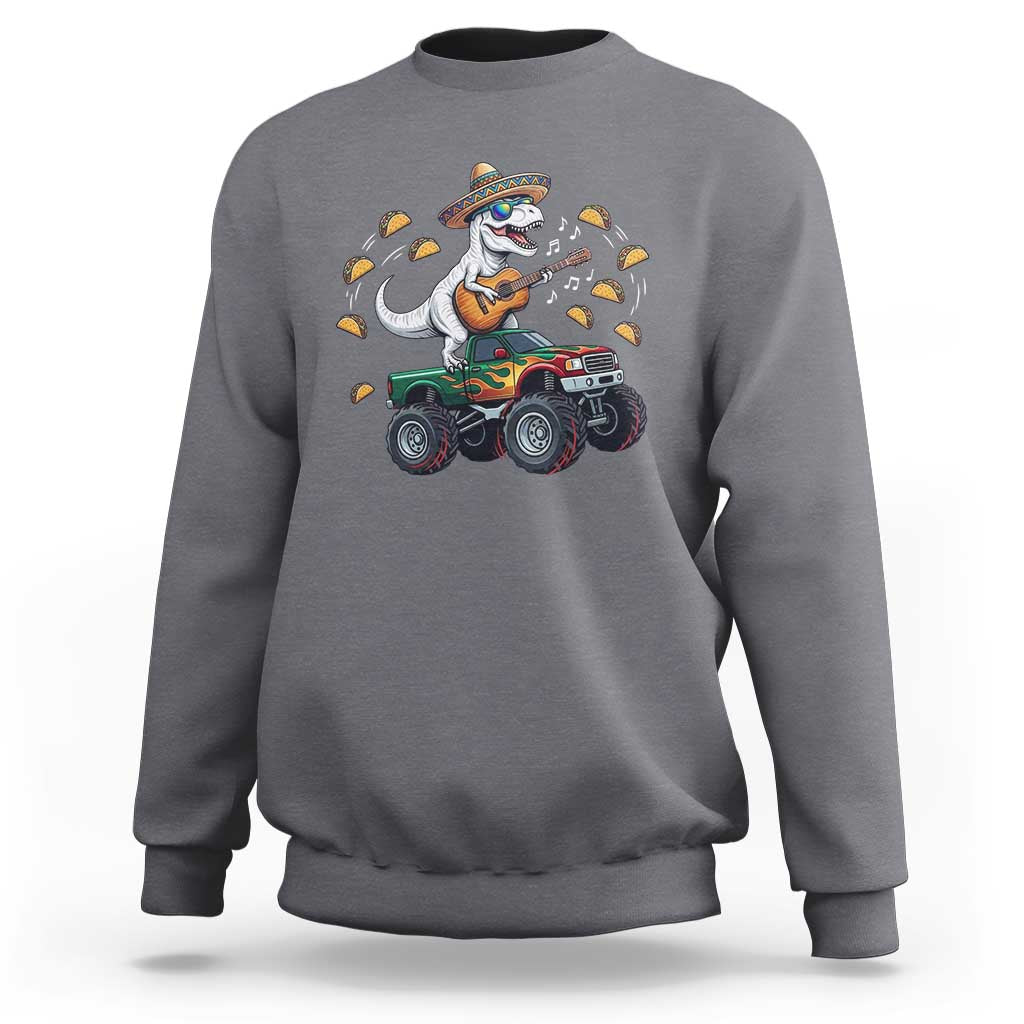 Funny Cinco De Mayo Dinosaur Monster Truck Sweatshirt Taco Lover Gift