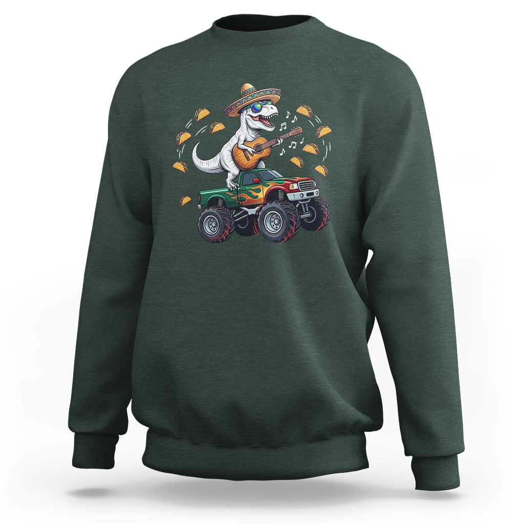 Funny Cinco De Mayo Dinosaur Monster Truck Sweatshirt Taco Lover Gift