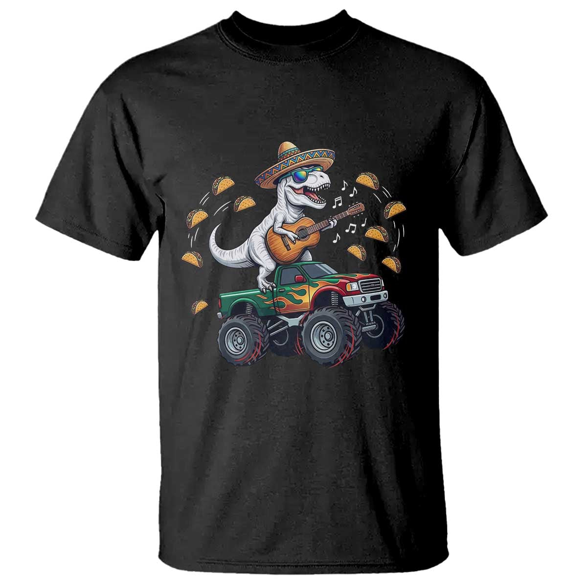 Funny Cinco De Mayo Dinosaur Monster Truck T Shirt Taco Lover Gift