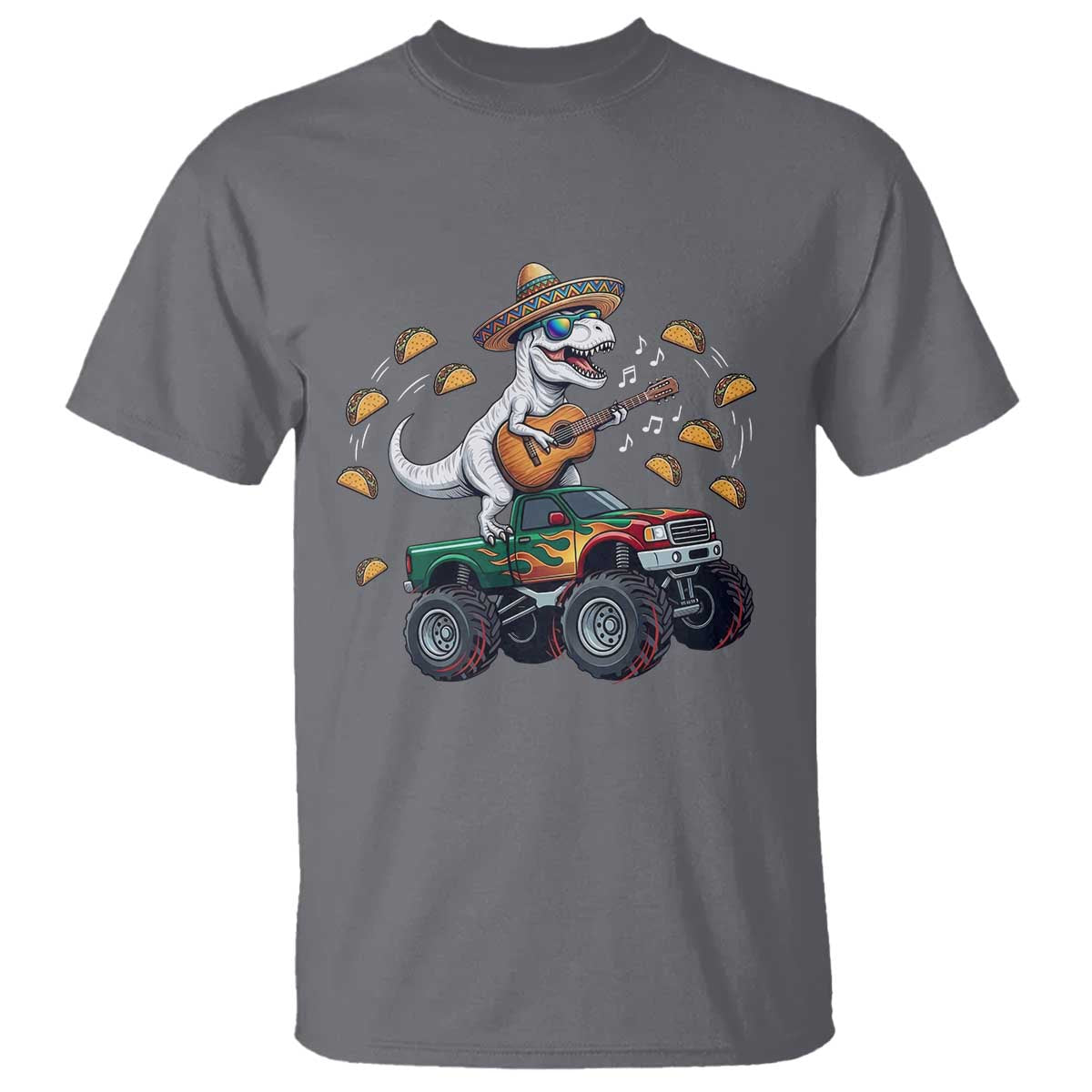 Funny Cinco De Mayo Dinosaur Monster Truck T Shirt Taco Lover Gift