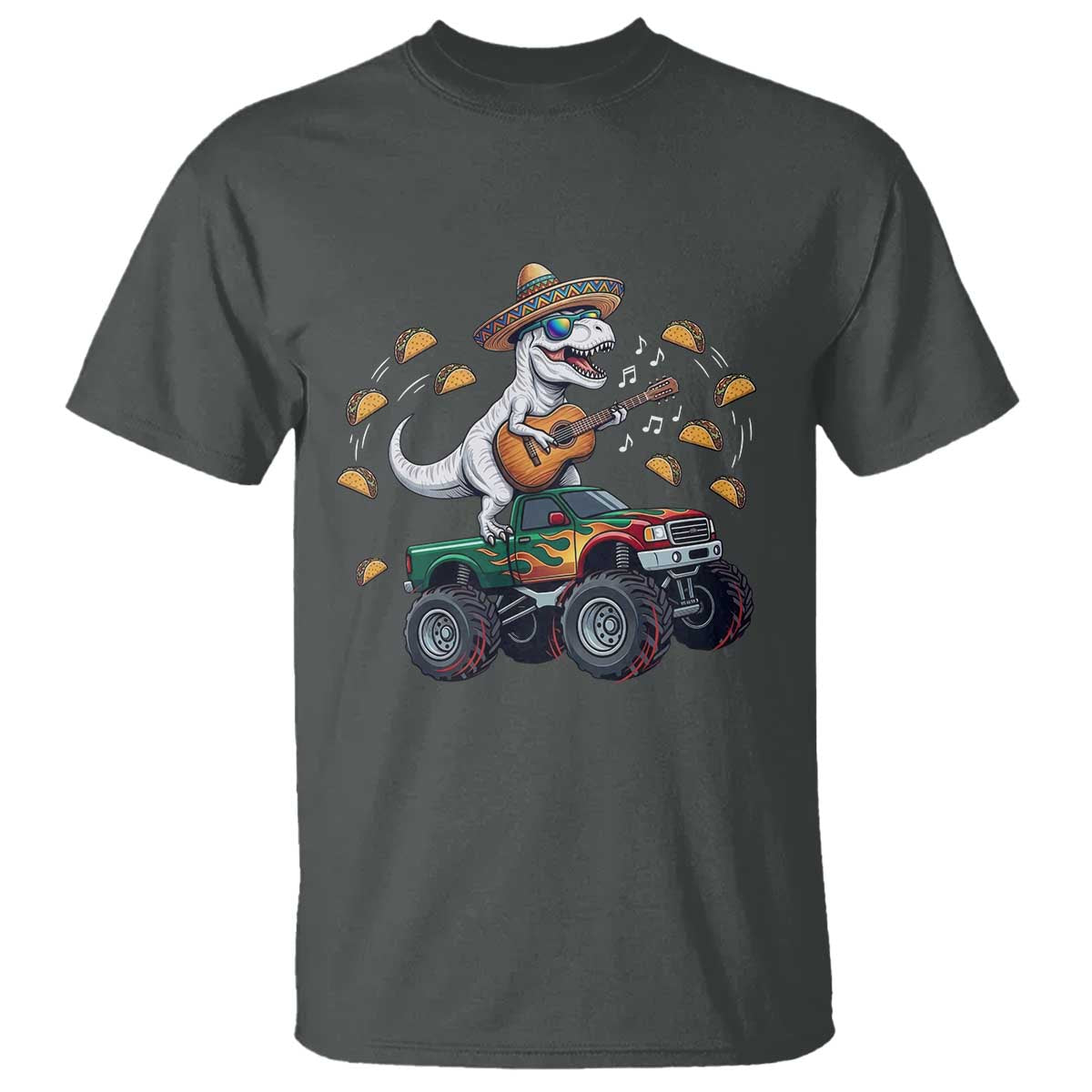 Funny Cinco De Mayo Dinosaur Monster Truck T Shirt Taco Lover Gift