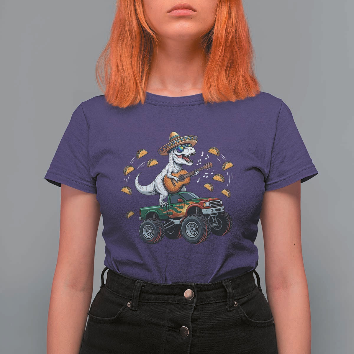 Funny Cinco De Mayo Dinosaur Monster Truck T Shirt For Women Taco Lover Gift