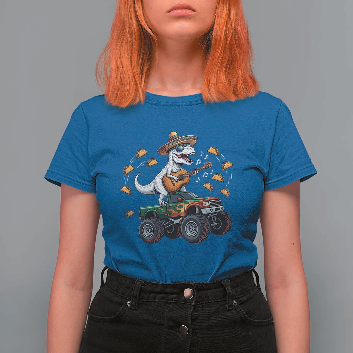 Funny Cinco De Mayo Dinosaur Monster Truck T Shirt For Women Taco Lover Gift