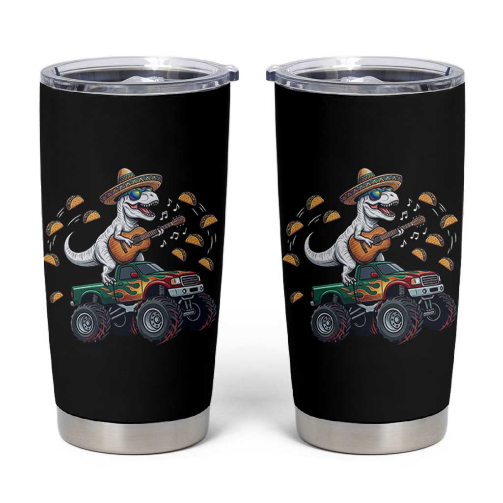 Funny Cinco De Mayo Dinosaur Monster Truck Tumbler Cup Taco Lover Gift