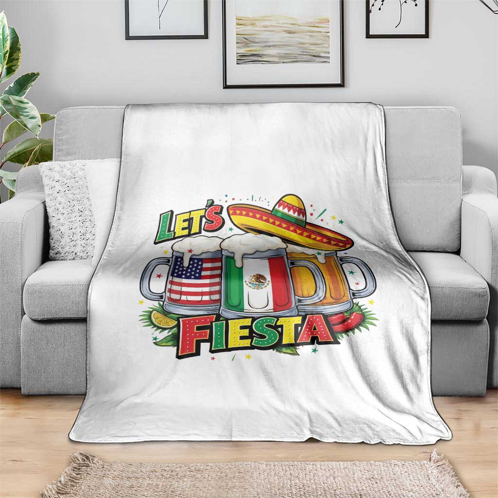 Funny Beer Drinking Cinco De Mayo Party Gift Throw Blanket Lets Fiesta
