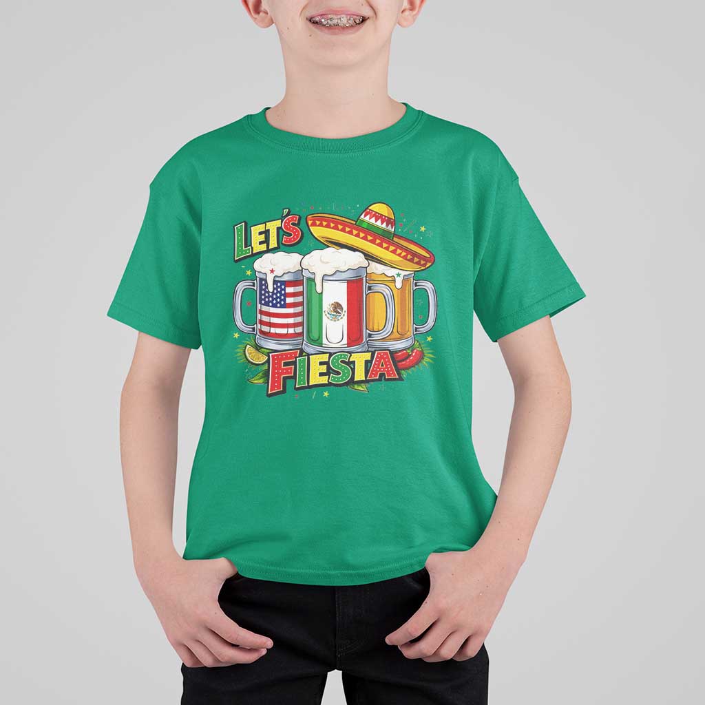 Funny Beer Drinking Cinco De Mayo Party Gift T Shirt For Kid Lets Fiesta