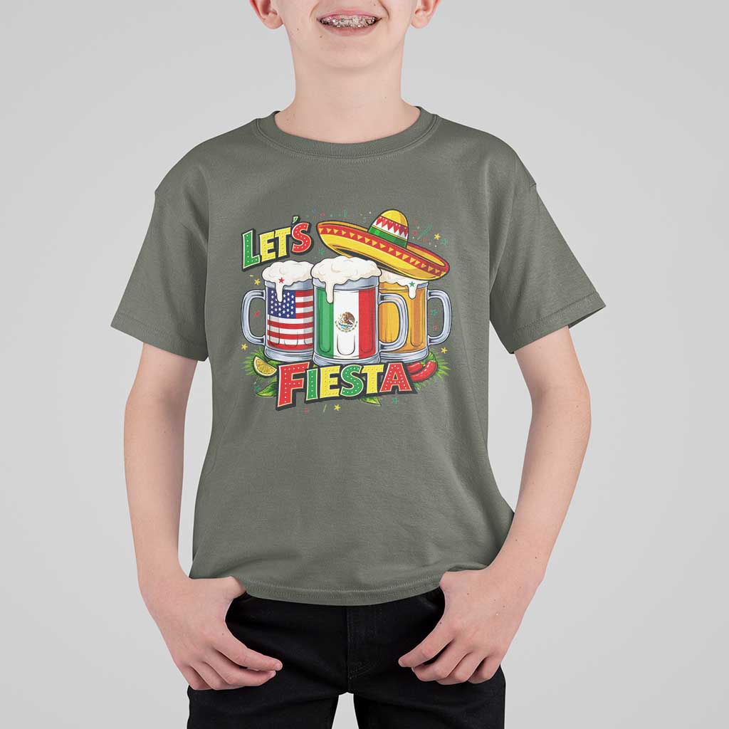 Funny Beer Drinking Cinco De Mayo Party Gift T Shirt For Kid Lets Fiesta