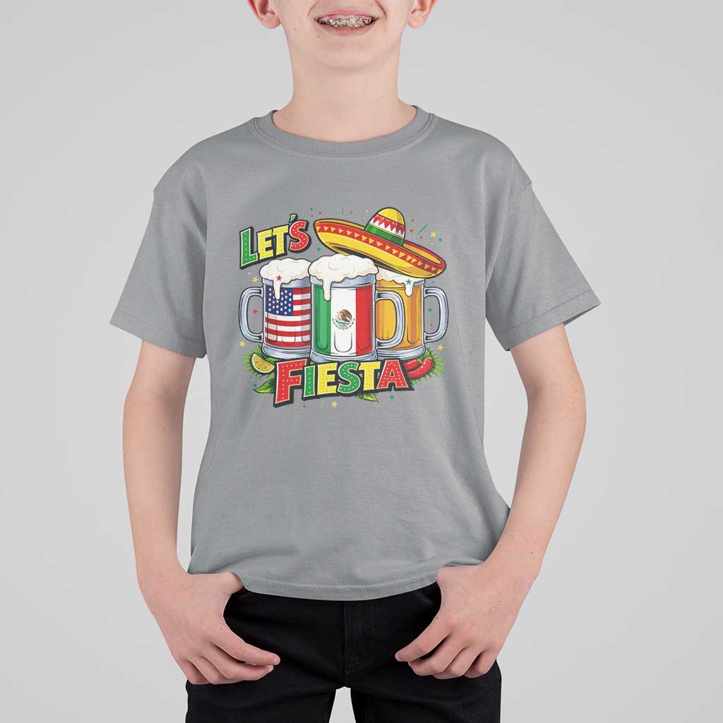Funny Beer Drinking Cinco De Mayo Party Gift T Shirt For Kid Lets Fiesta