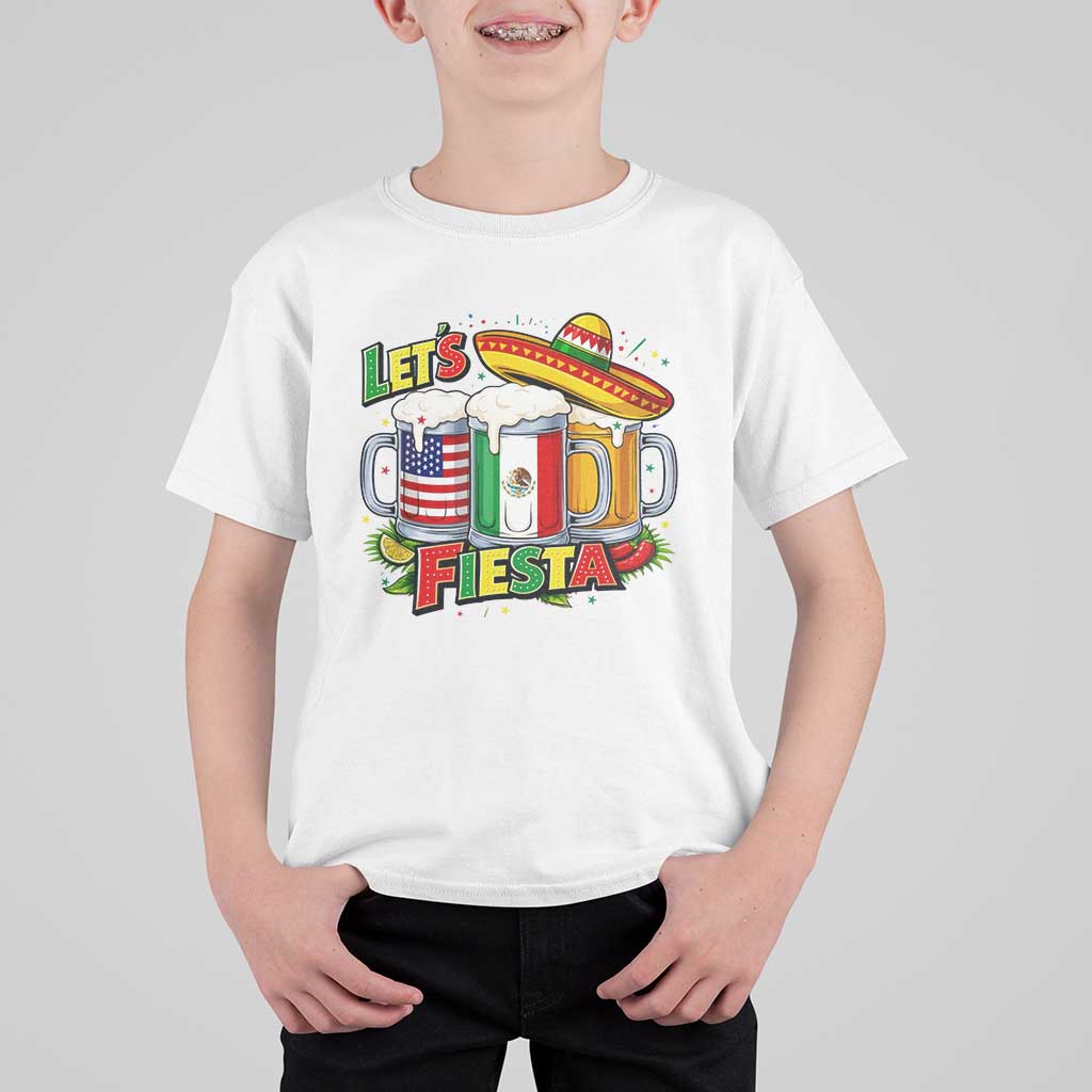 Funny Beer Drinking Cinco De Mayo Party Gift T Shirt For Kid Lets Fiesta