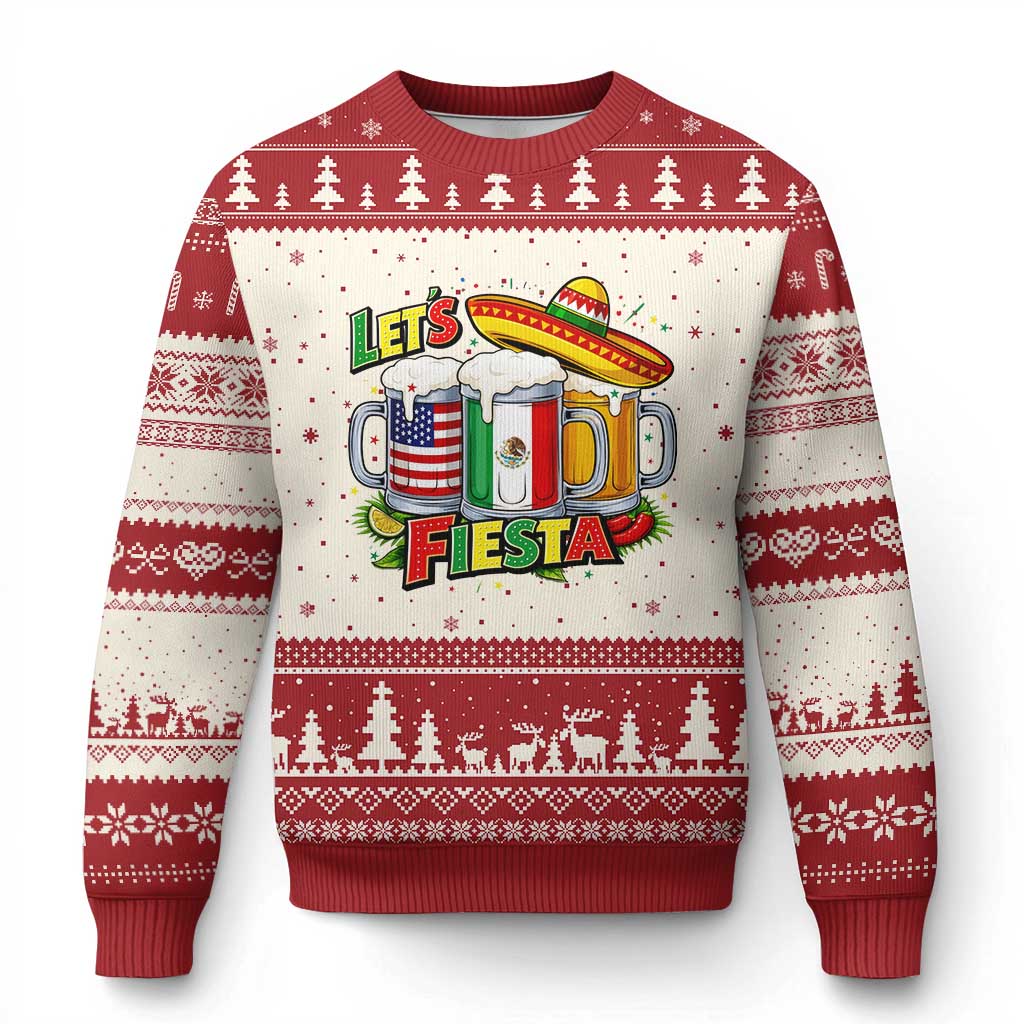 Funny Beer Drinking Cinco De Mayo Party Gift Ugly Christmas Sweater Lets Fiesta