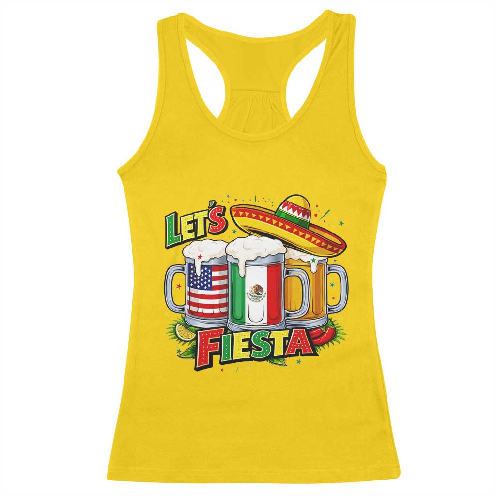 Funny Beer Drinking Cinco De Mayo Party Gift Racerback Tank Top Lets Fiesta