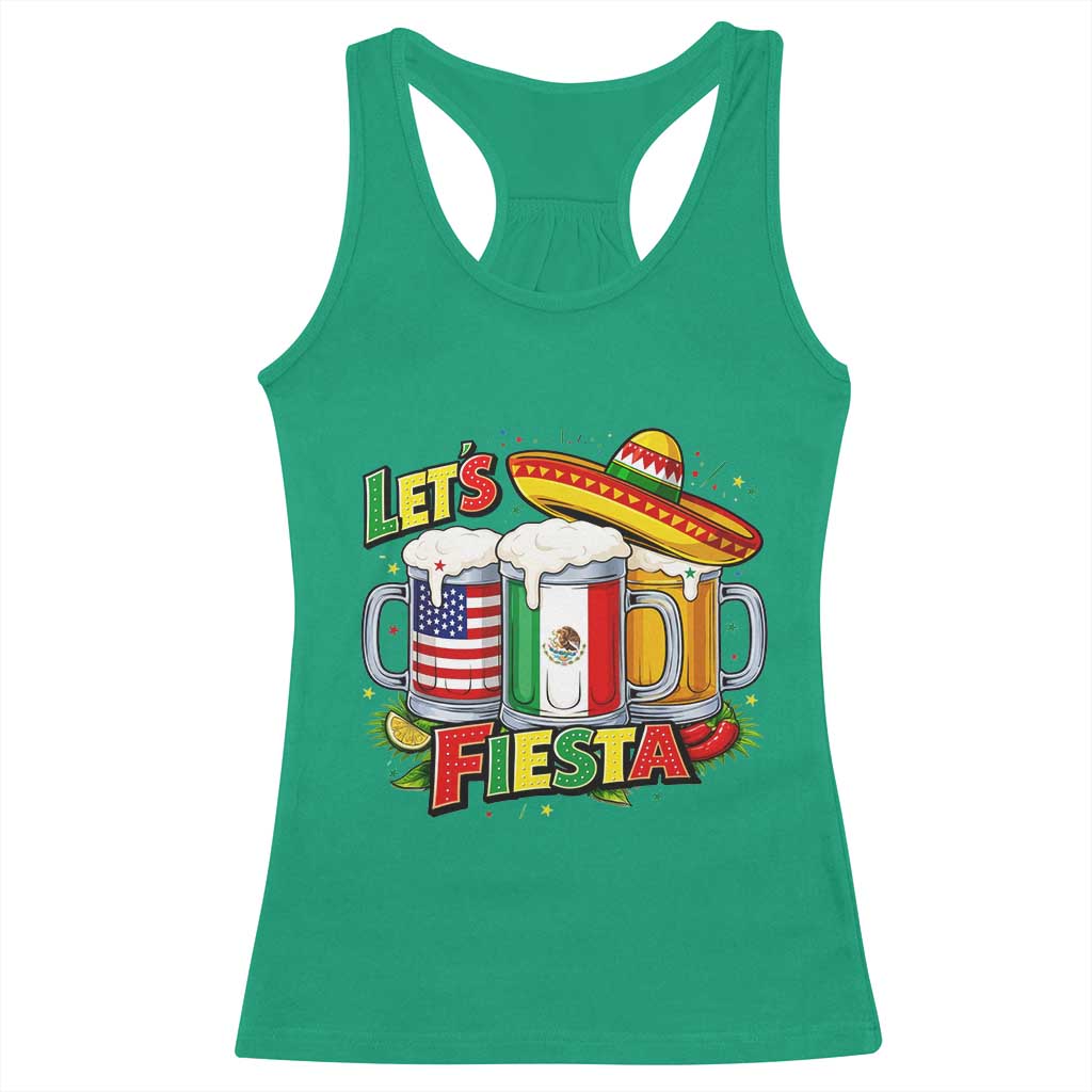 Funny Beer Drinking Cinco De Mayo Party Gift Racerback Tank Top Lets Fiesta