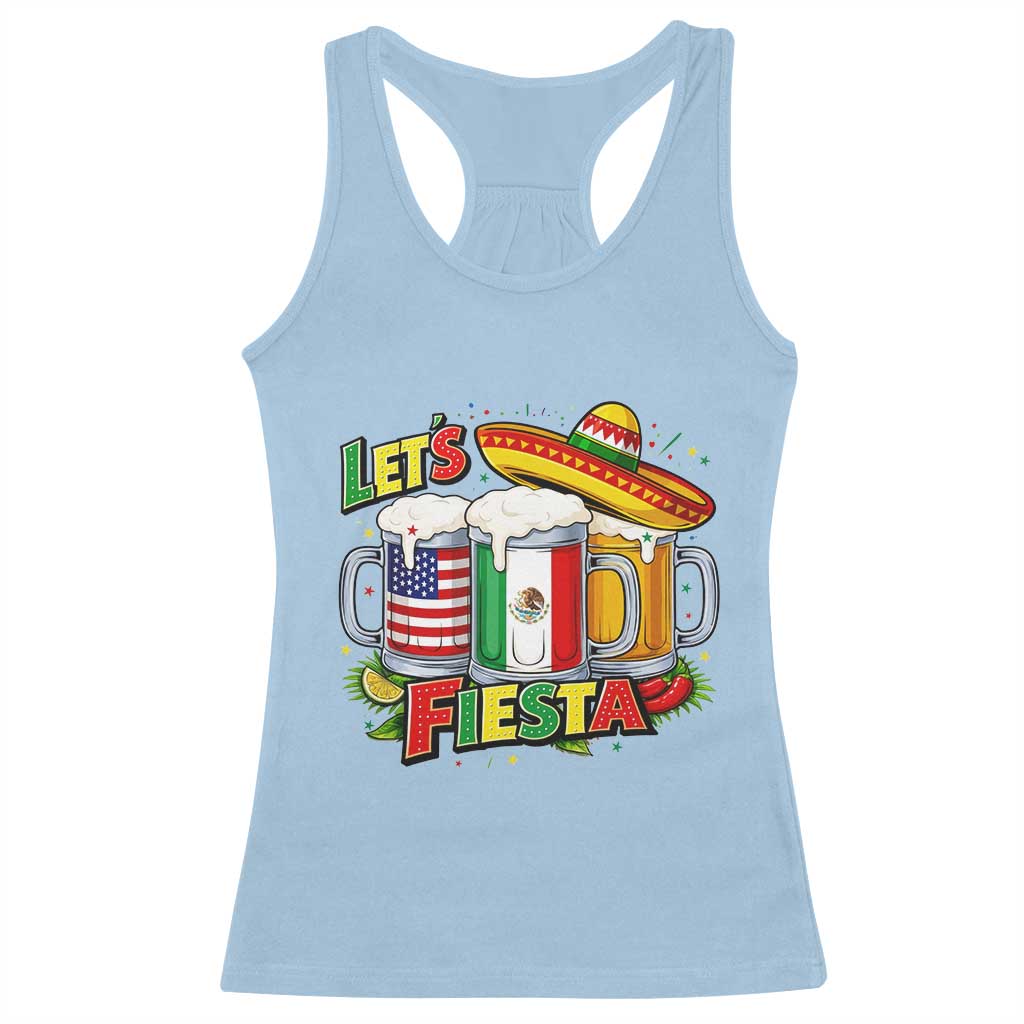 Funny Beer Drinking Cinco De Mayo Party Gift Racerback Tank Top Lets Fiesta