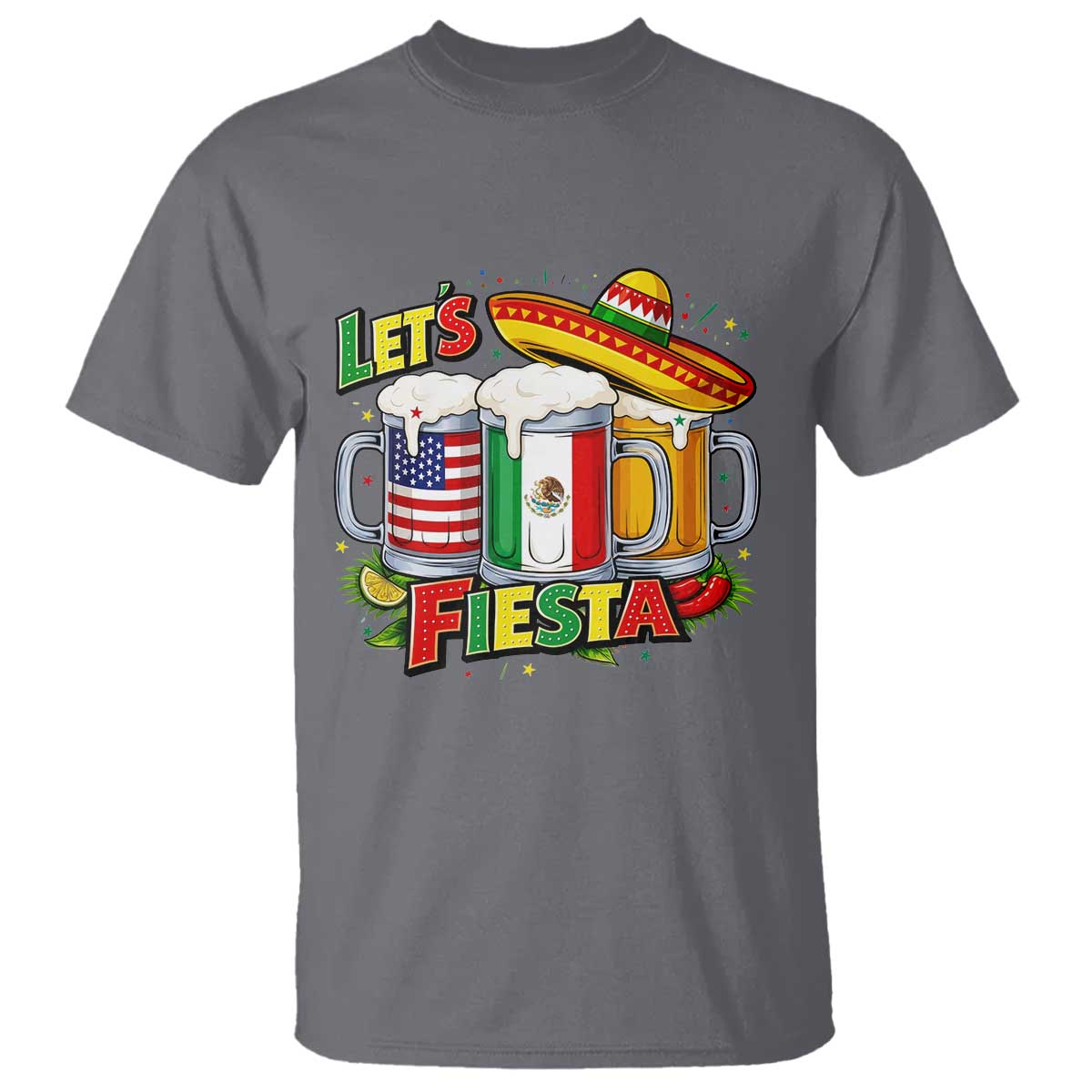 Funny Beer Drinking Cinco De Mayo Party Gift T Shirt Lets Fiesta