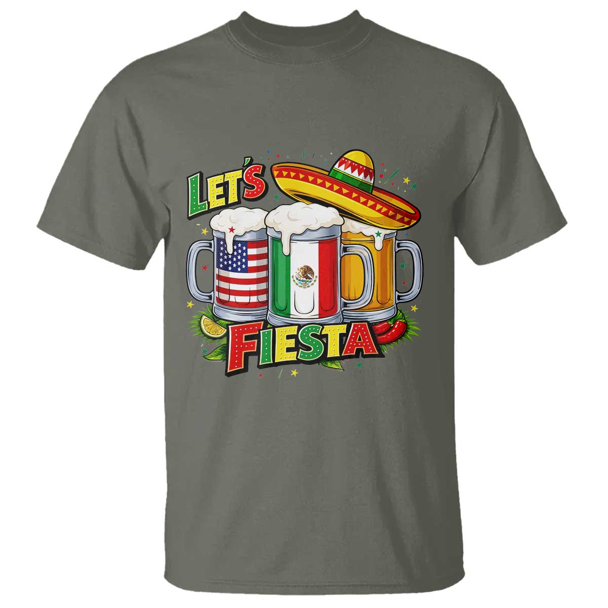 Funny Beer Drinking Cinco De Mayo Party Gift T Shirt Lets Fiesta
