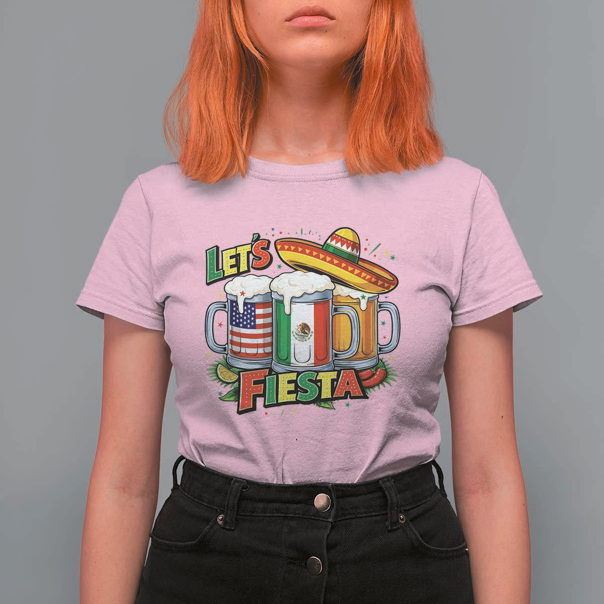Funny Beer Drinking Cinco De Mayo Party Gift T Shirt For Women Lets Fiesta
