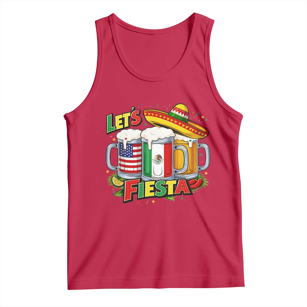Funny Beer Drinking Cinco De Mayo Party Gift Tank Top Lets Fiesta
