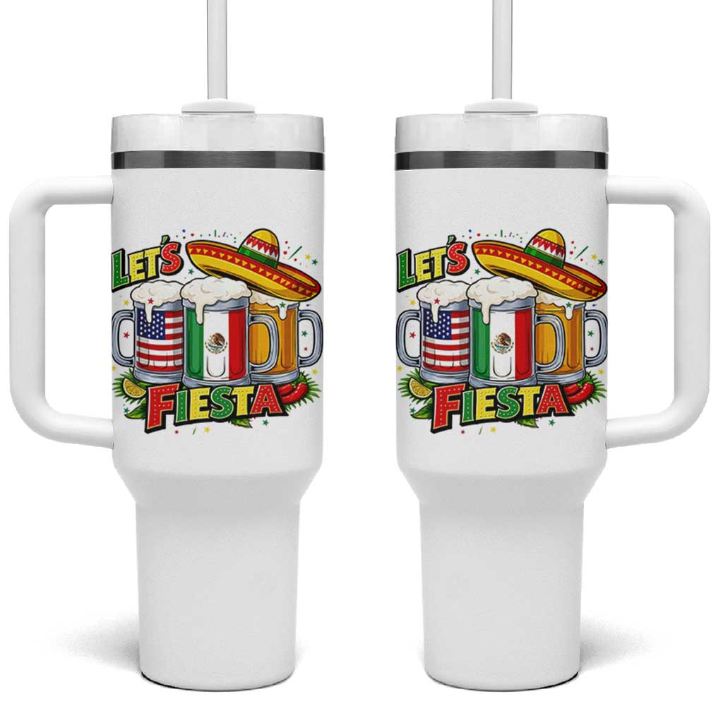 Funny Beer Drinking Cinco De Mayo Party Gift Tumbler With Handle Lets Fiesta