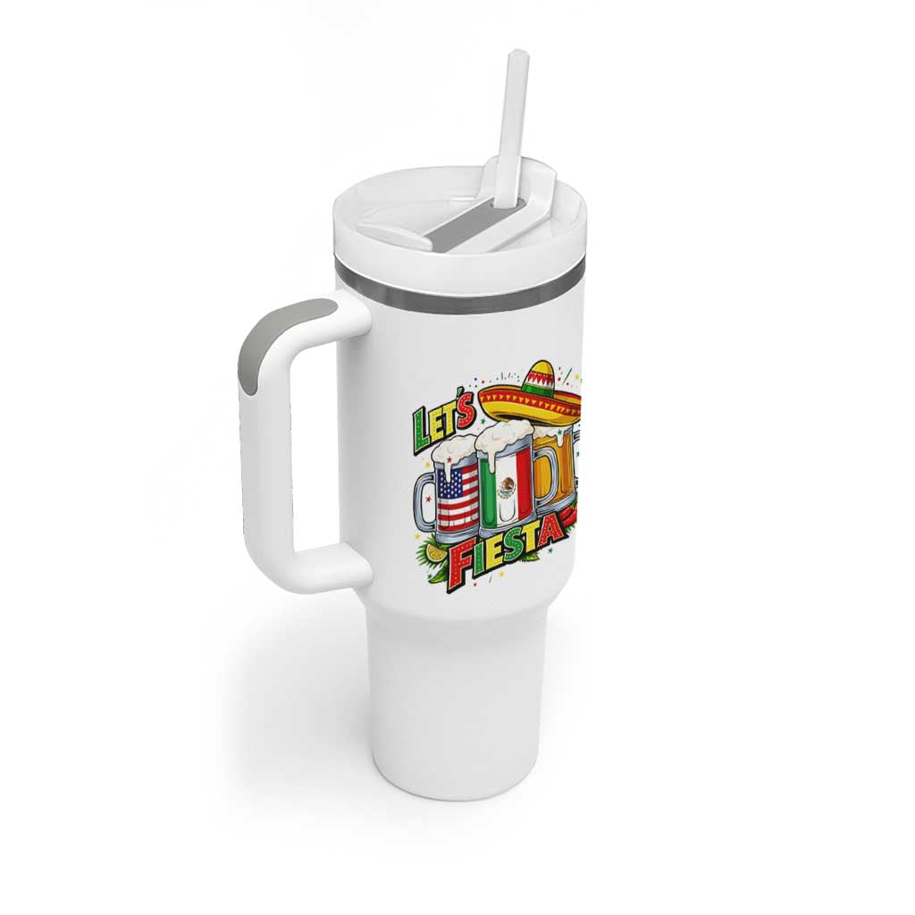 Funny Beer Drinking Cinco De Mayo Party Gift Tumbler With Handle Lets Fiesta