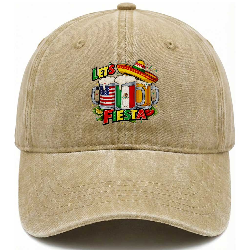 Funny Beer Drinking Cinco De Mayo Party Gift Washed Cotton Baseball Cap Lets Fiesta