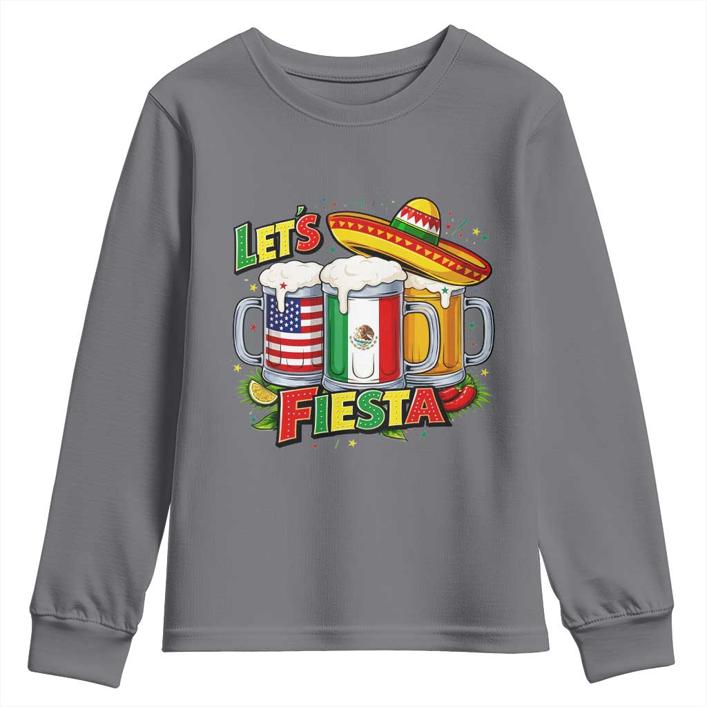 Funny Beer Drinking Cinco De Mayo Party Gift Youth Sweatshirt Lets Fiesta