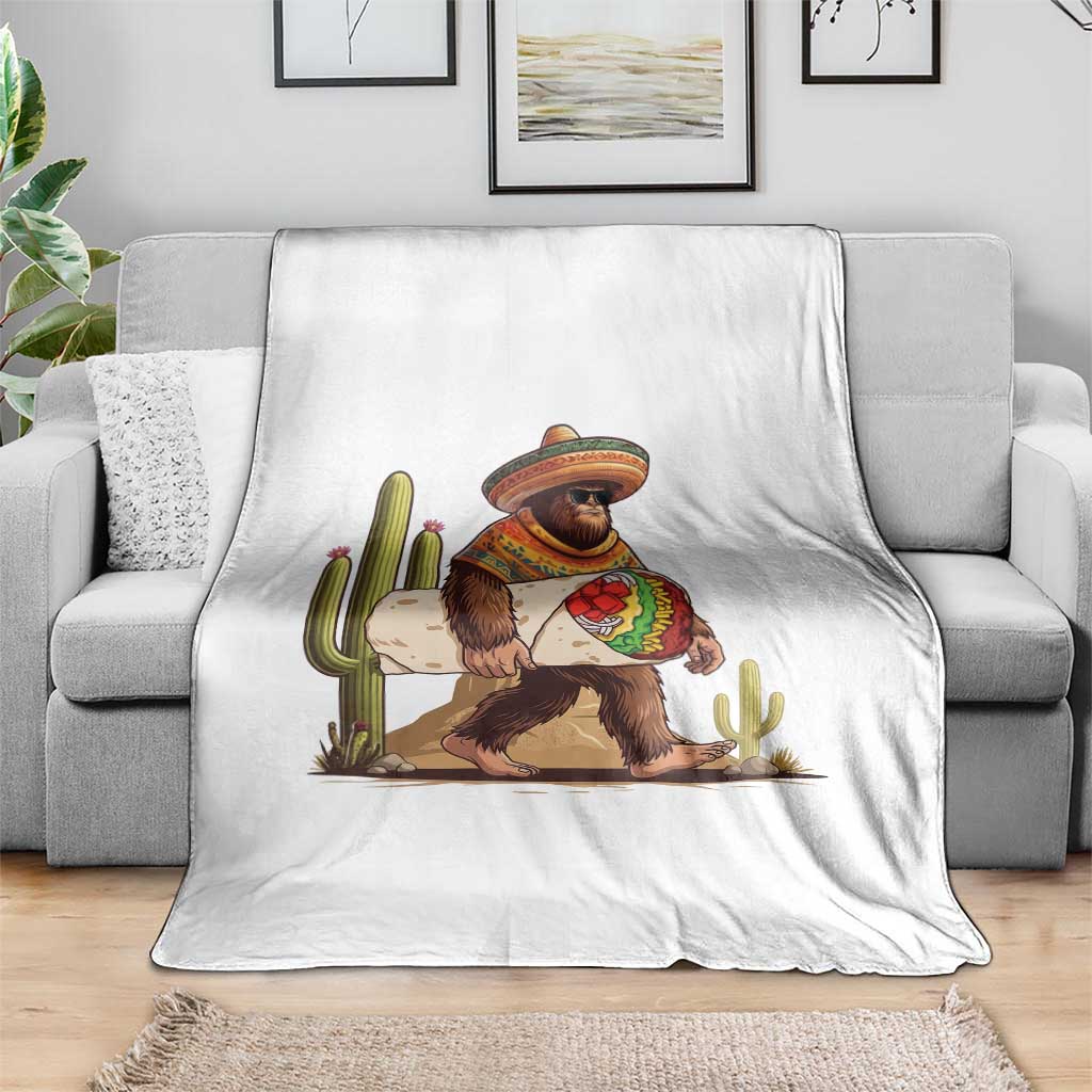 Funny Cinco De Mayo Bigfoot Burrito Lover Gift Throw Blanket