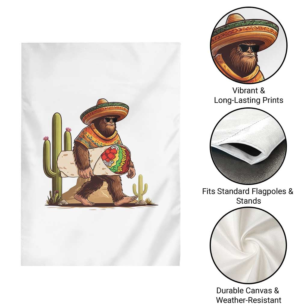 Funny Cinco De Mayo Bigfoot Burrito Lover Gift Garden Flag