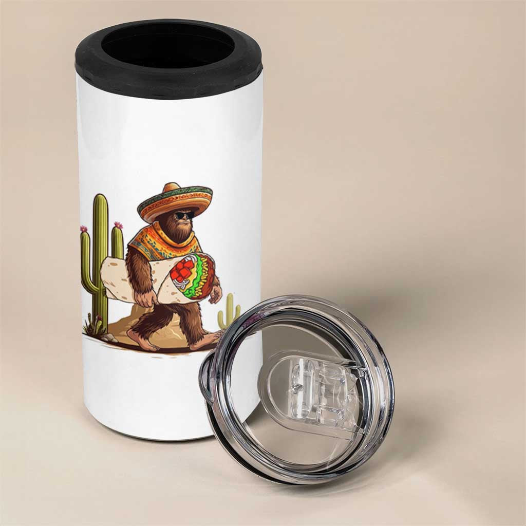 Funny Cinco De Mayo Bigfoot Burrito Lover Gift 4 in 1 Can Cooler Tumbler