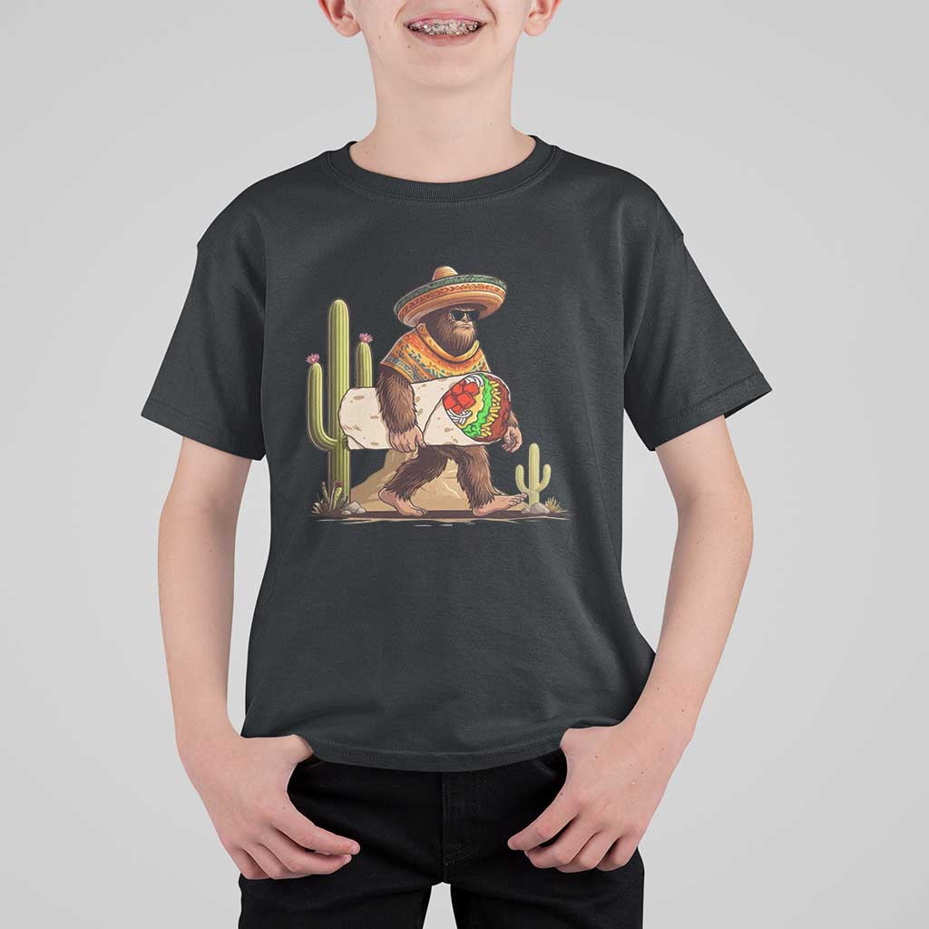 Funny Cinco De Mayo Bigfoot Burrito Lover Gift T Shirt For Kid