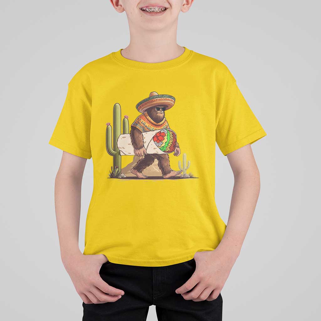 Funny Cinco De Mayo Bigfoot Burrito Lover Gift T Shirt For Kid